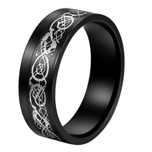Black Celtic Knot Ring | 8mm Stainless Steel Band | Gothic Viking Norse Jewelry