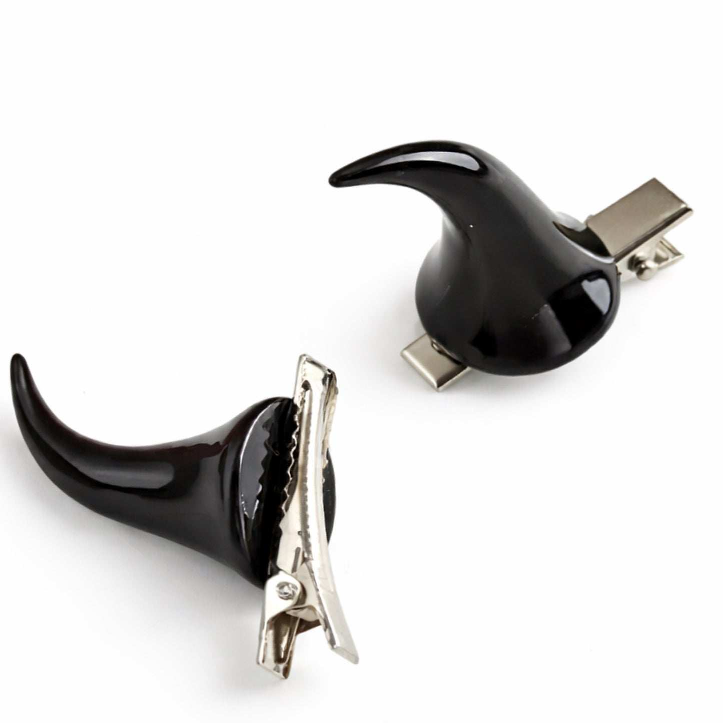 Black Devil Horn Hair Clips – Goth Demon Alt Hair Accessories (Pair)