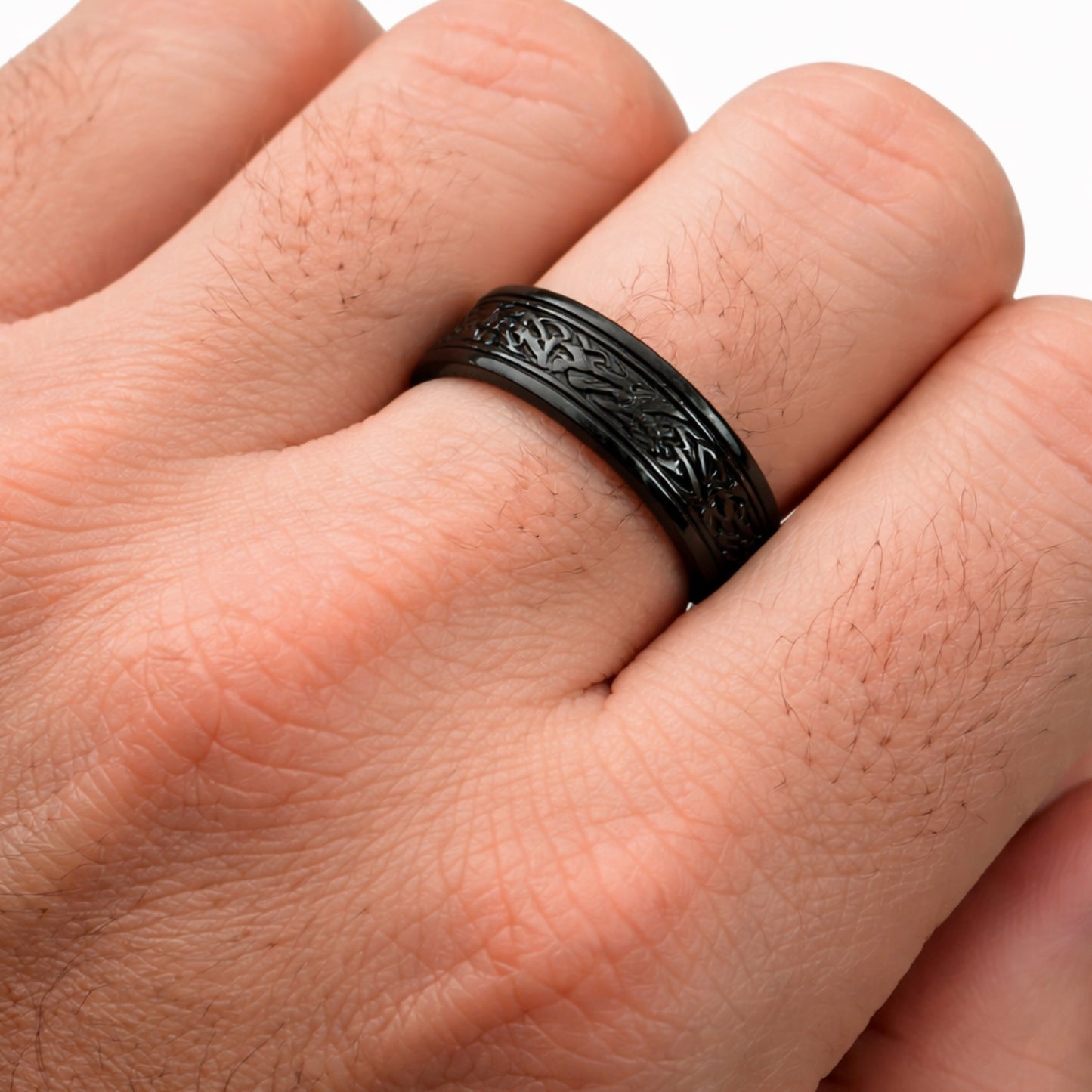 Black Stainless Steel Celtic Fidget Spinner Ring
