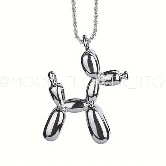 Silver Balloon Dog Necklace