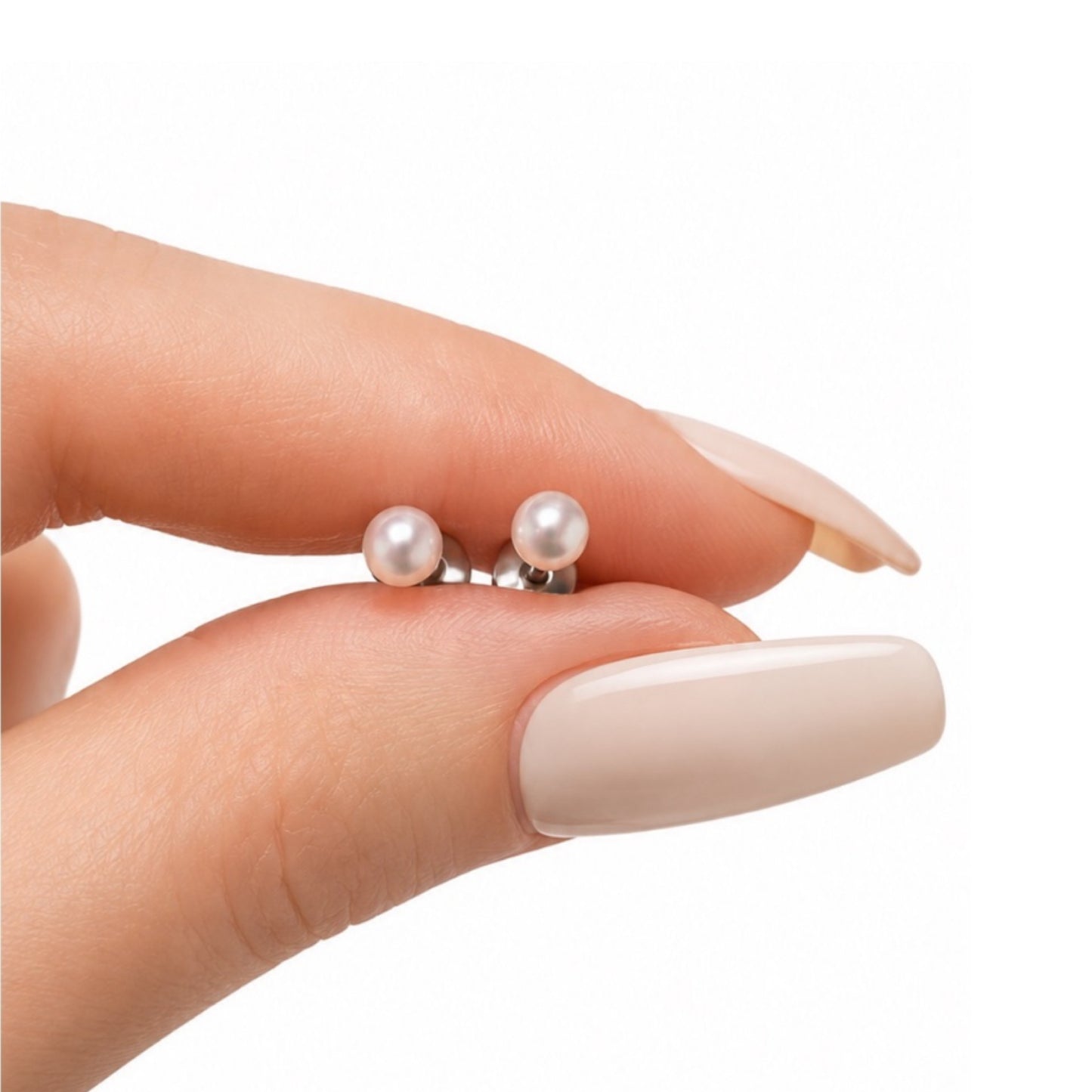 Classic Pearl Flat Back Stud Earrings