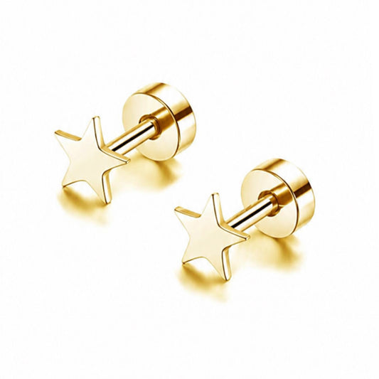 Tiny Gold Star Flat Back Stud Earrings