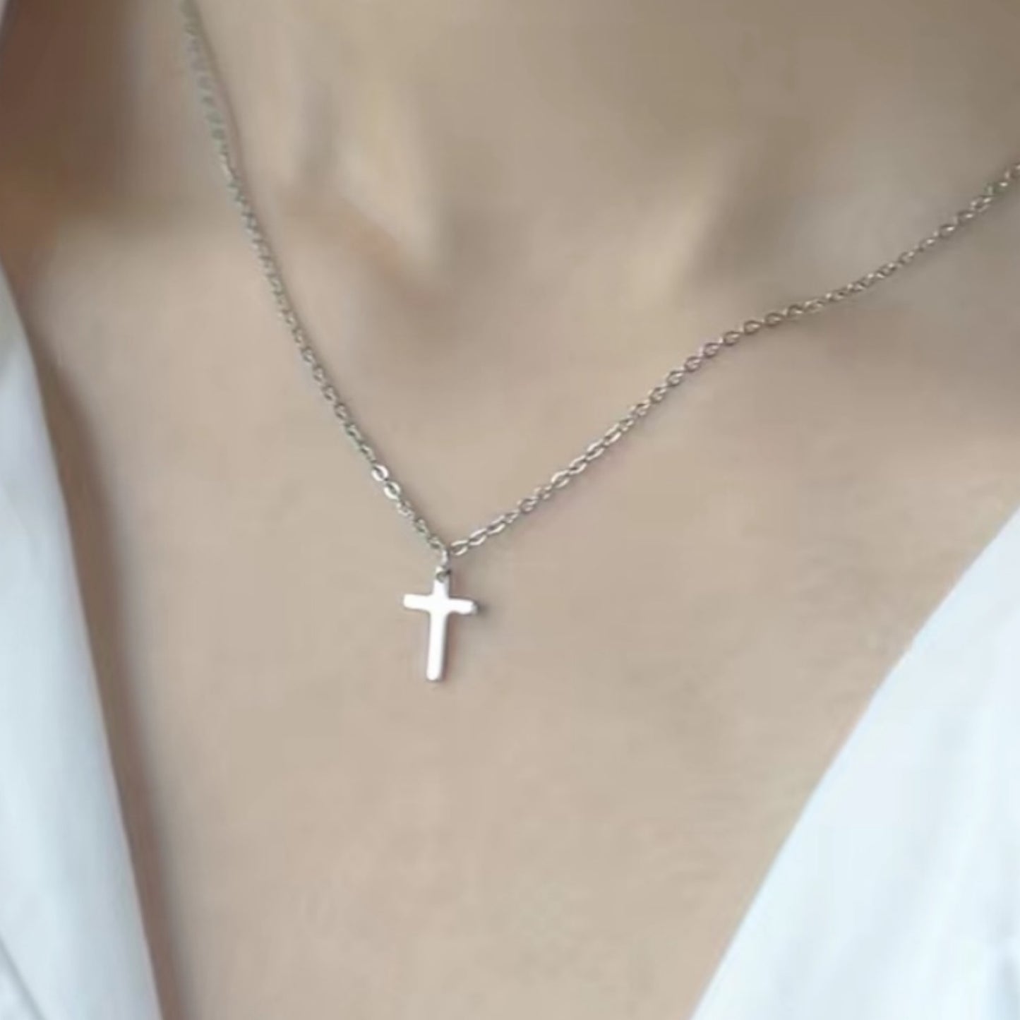 Tiny Simple Minimalist Silver Cross Necklace