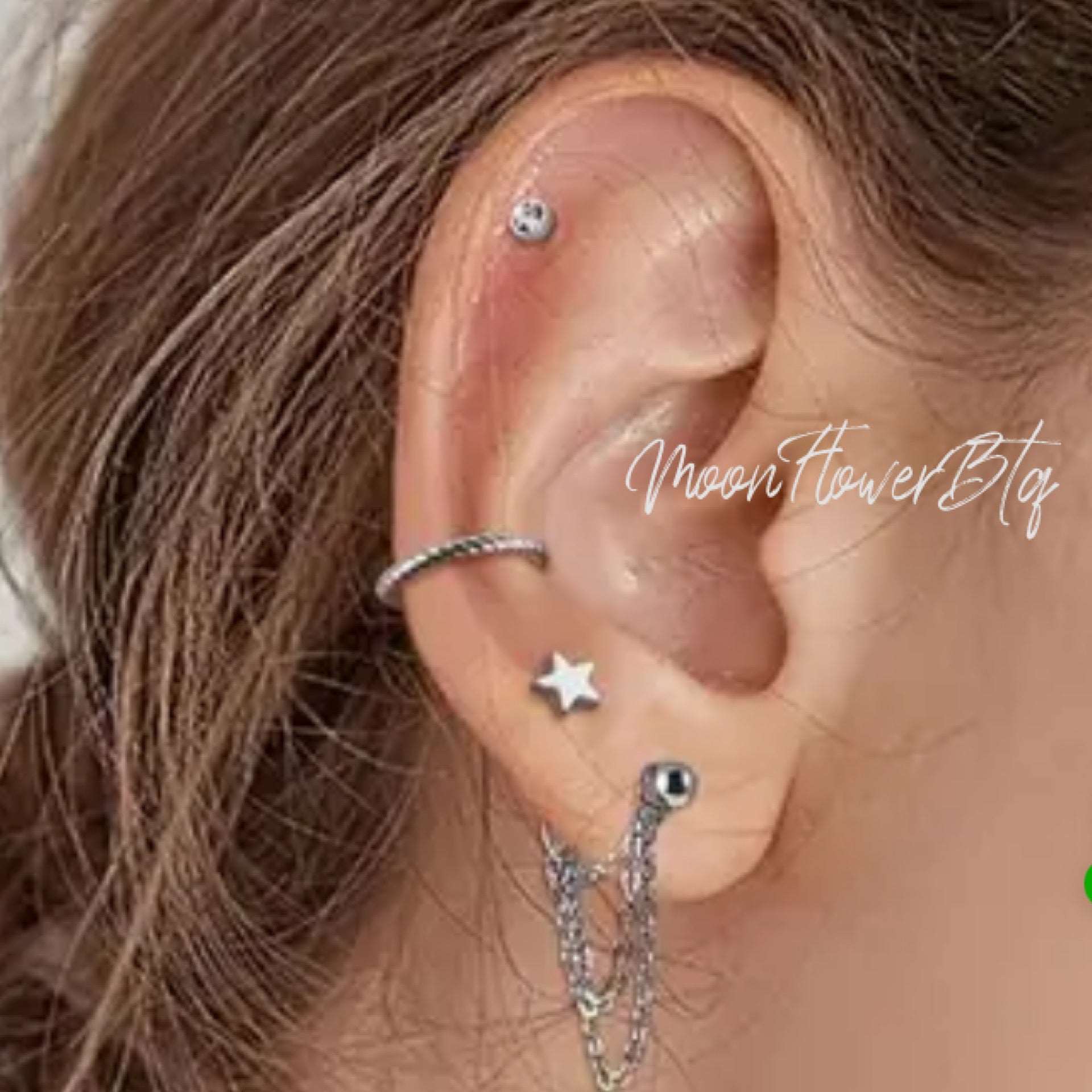 Silver CZ Barbell Earring