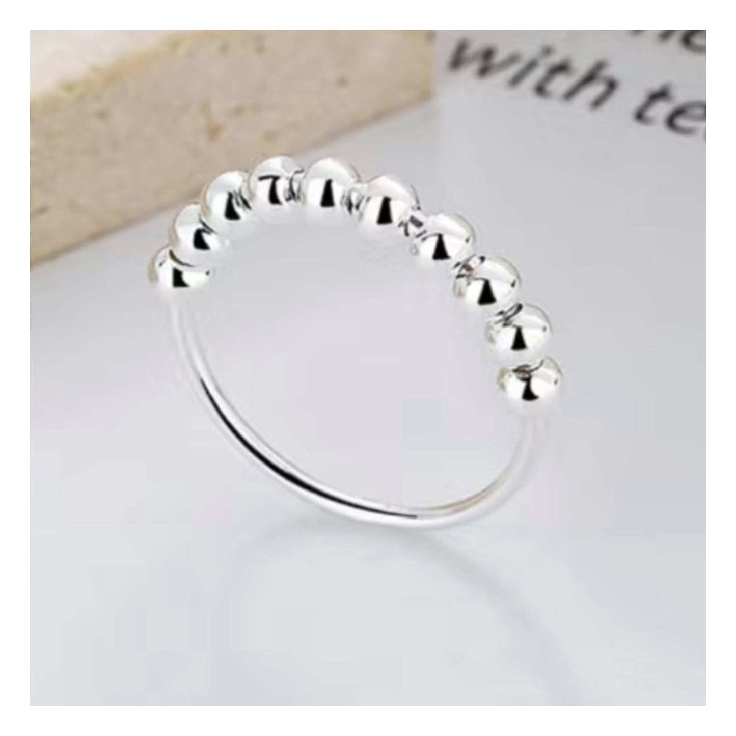 Moving Beads Stainless Steel Anxiety Fidget Ring