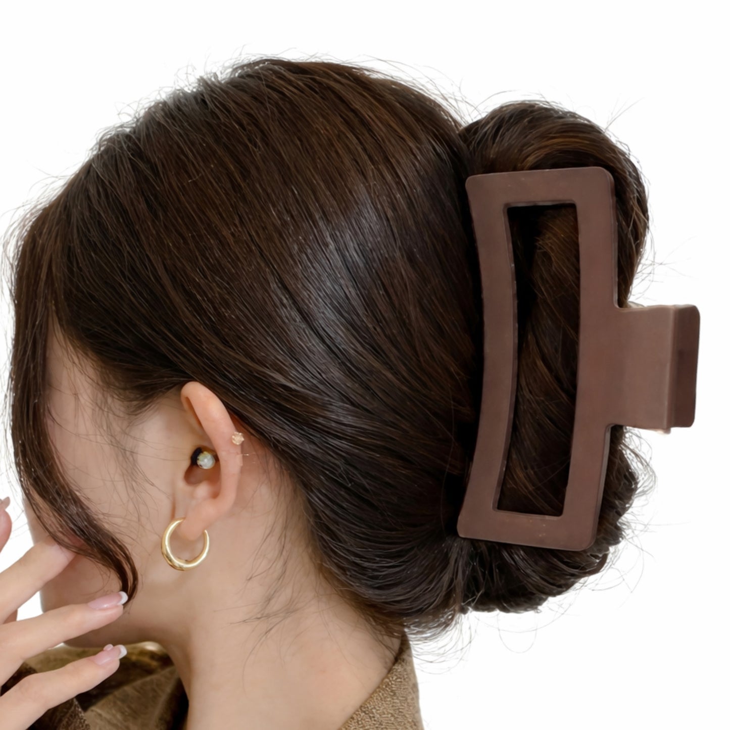 5 Inch Matte Rectangle Claw Clip Set – Brown Black White Hair Clips