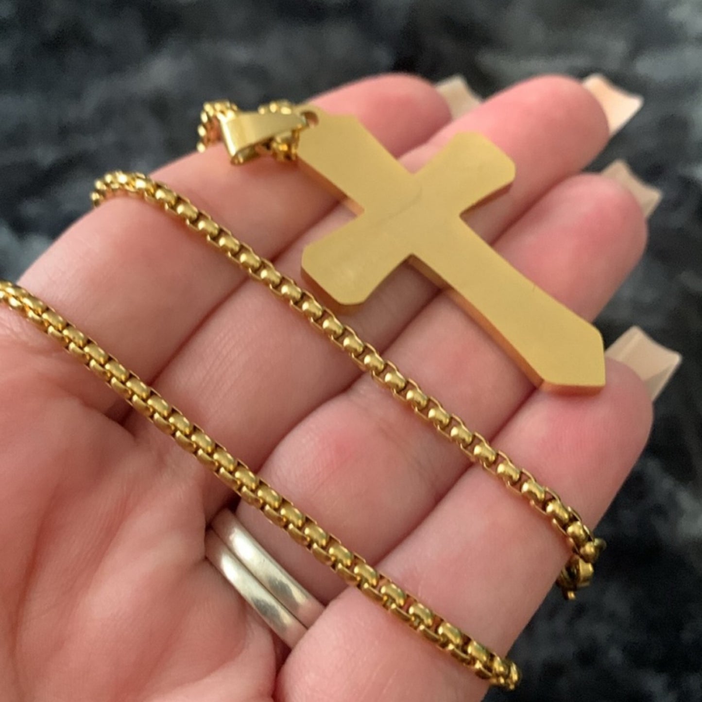 Silver & Gold CZ Cross Necklace