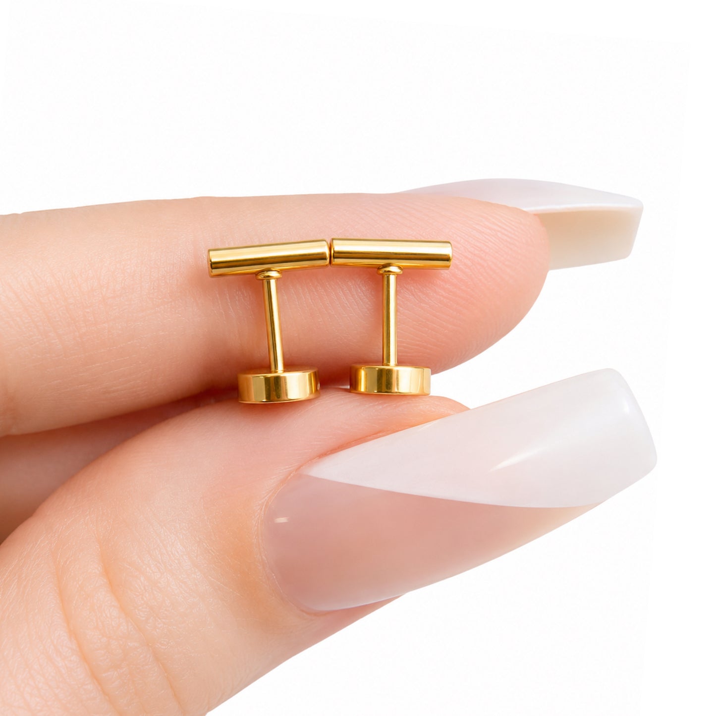 Gold Bar Flat Back Stud Earrings