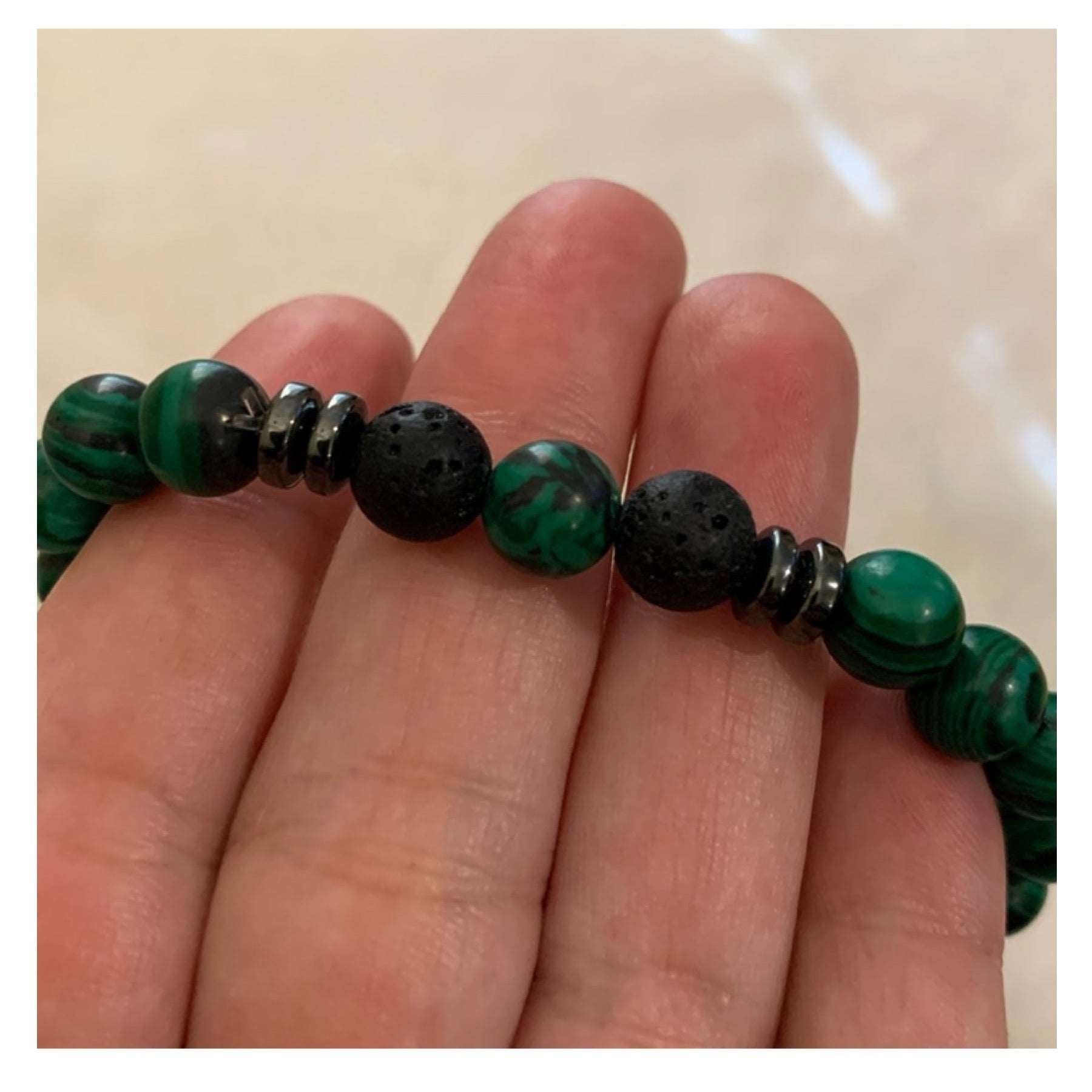 Malachite and Lava Stone Bracelet