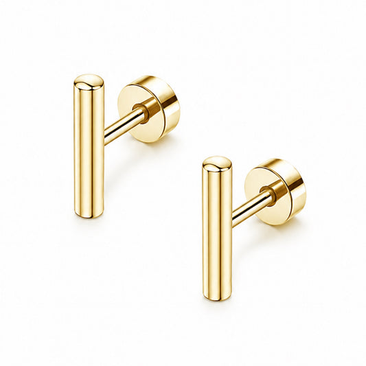 Gold Bar Flat Back Stud Earrings
