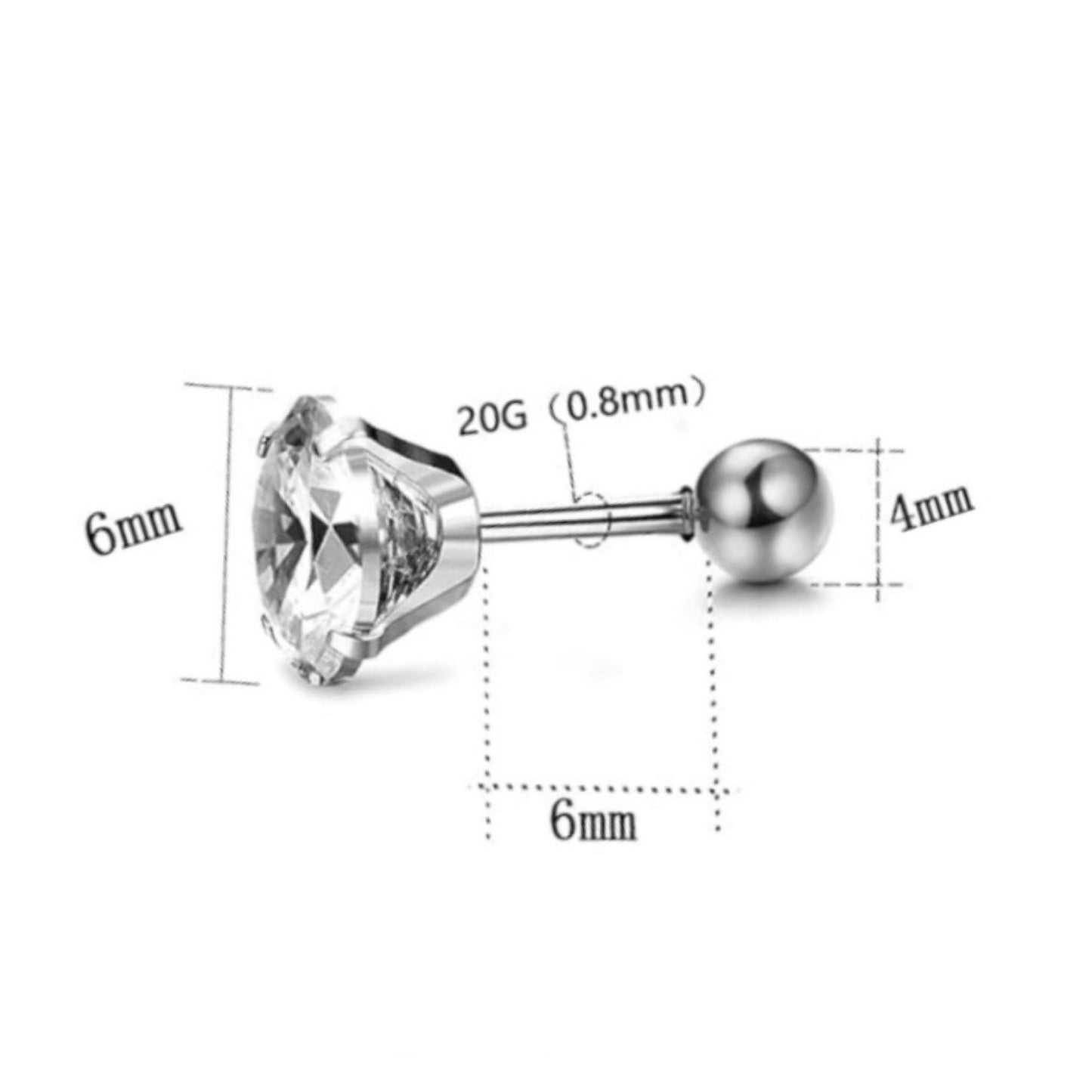 Silver CZ Barbell Earrings