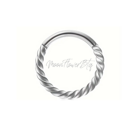 Silver Twisted Septum Clicker Hoop