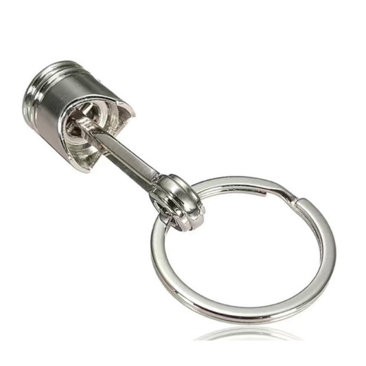 Silver Car Engine Piston Keychain