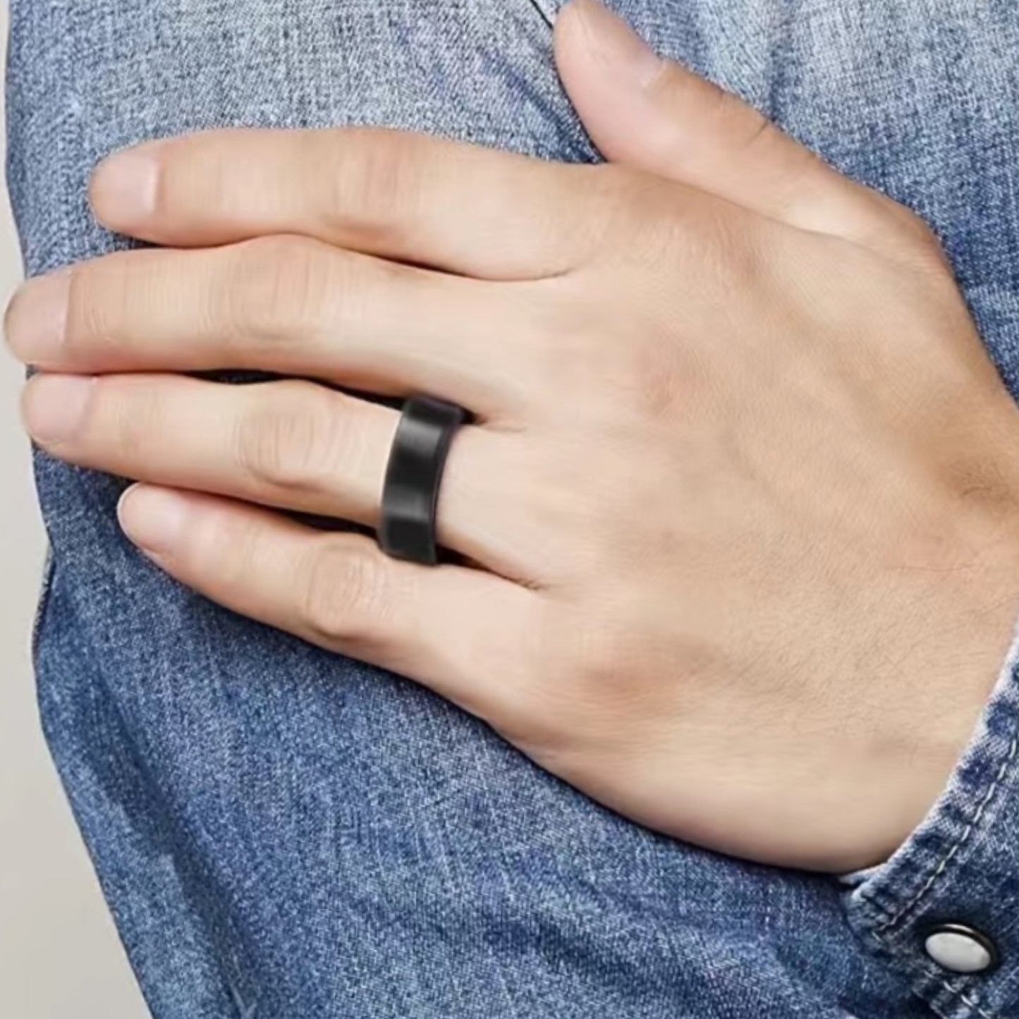 Men’s Black Tungsten Wedding Band 8mm Brushed Beveled Edge Comfort Fit Ring