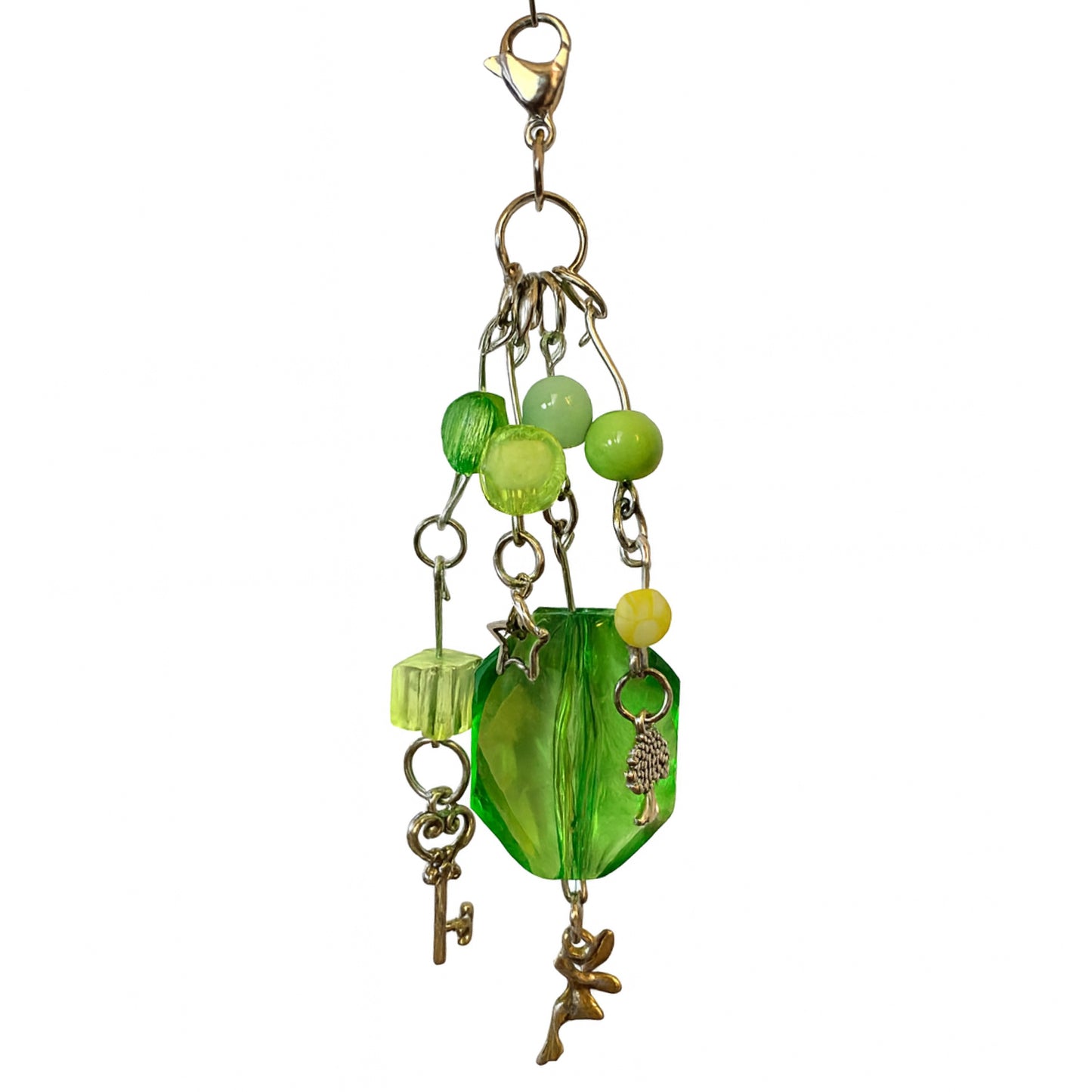 Artisan Handmade Green Beaded Bag Charm – Fairy, Star, Key & Tree of Life | Solei Charm Co.