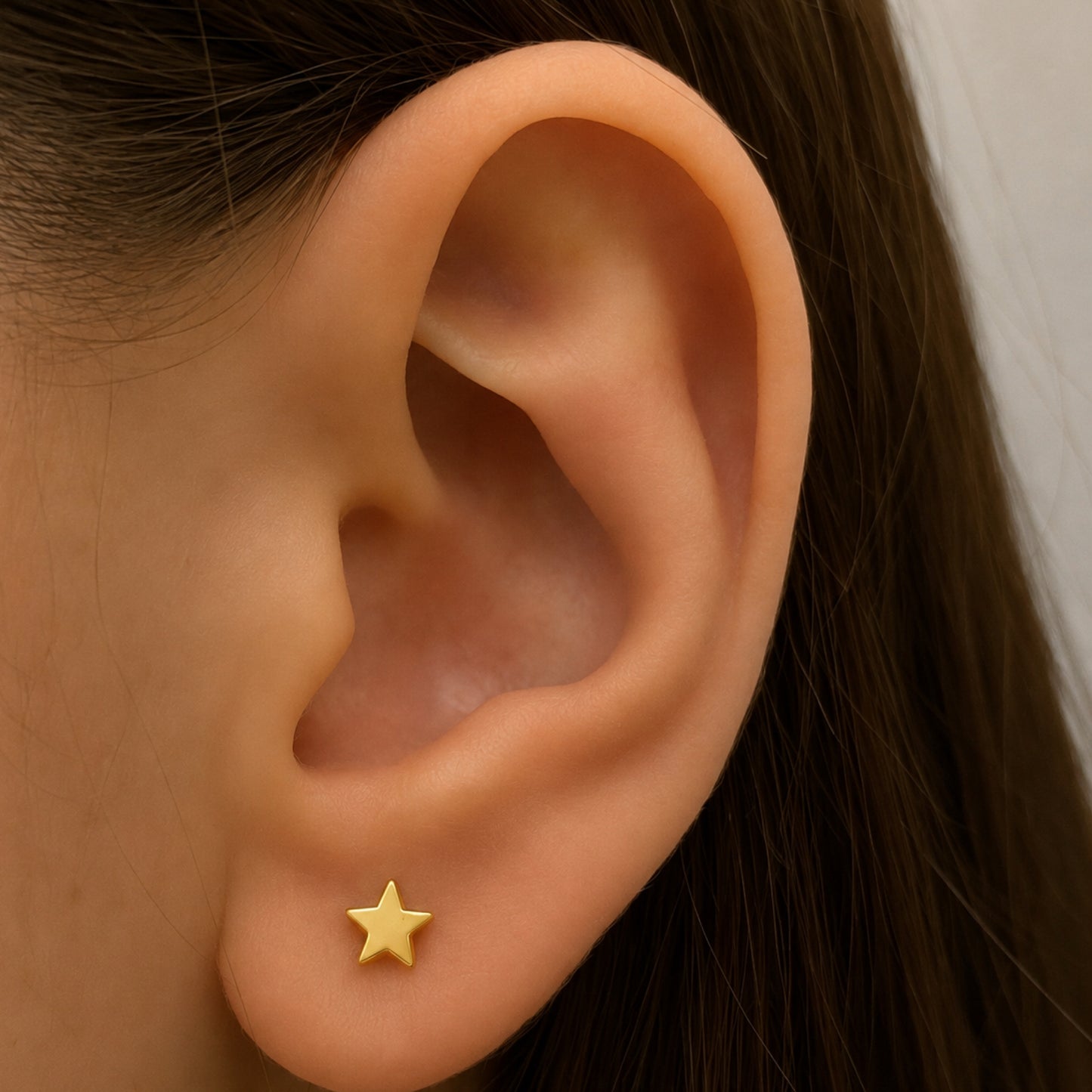 Tiny Gold Star Flat Back Stud Earrings