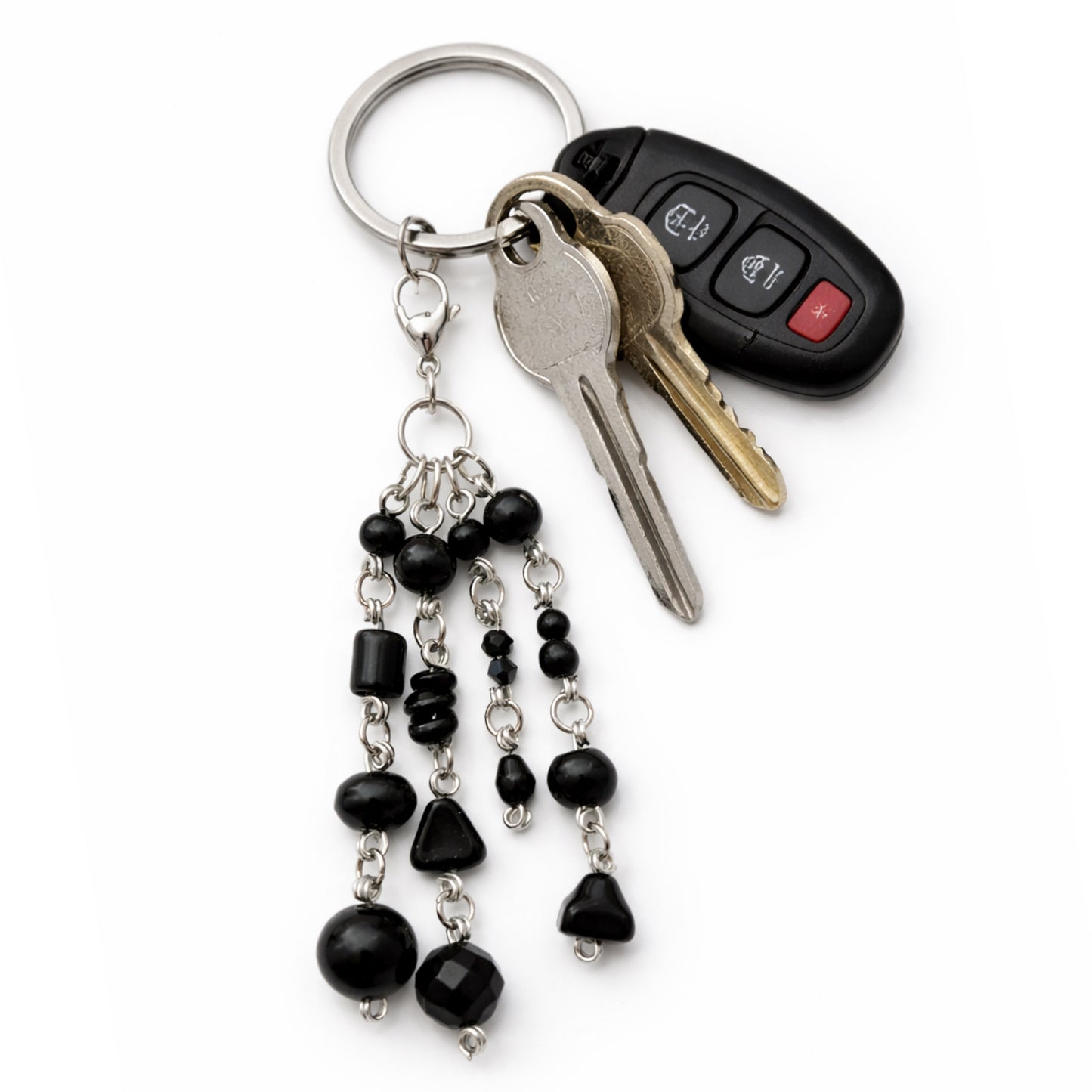Black Beaded Charm - Keychain Bag Charm Zipper Pull