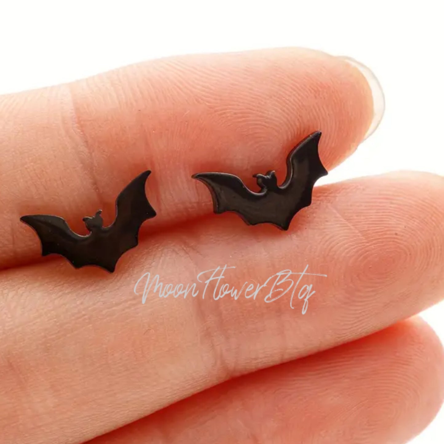 Black Bat Stud Earrings