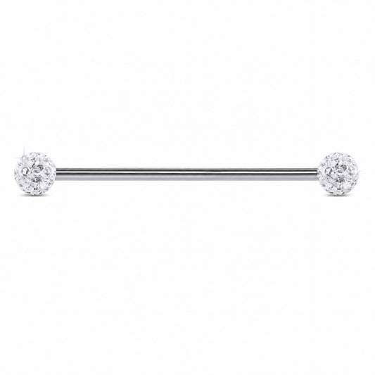 Stainless Steel Crystal Ball Industrial Barbell Earring