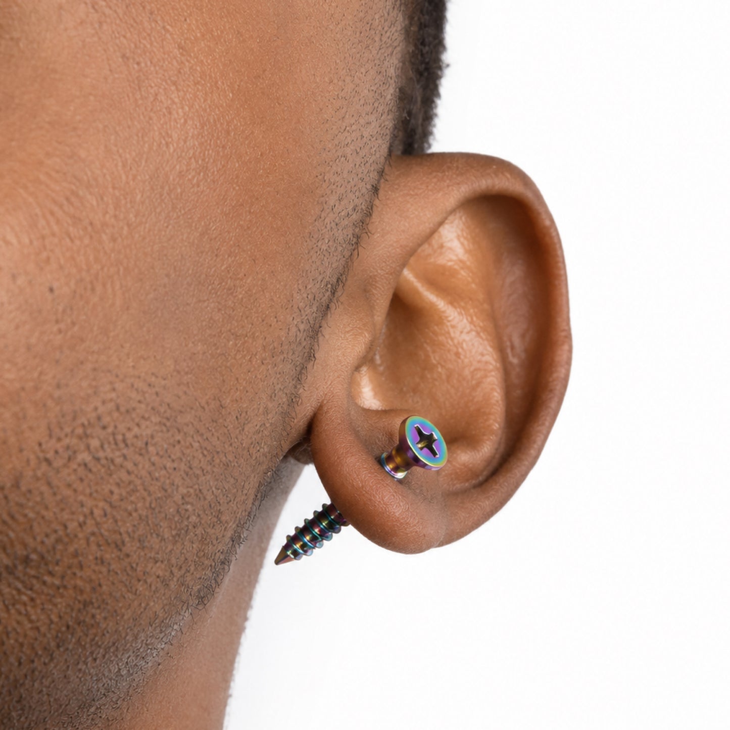Oil Slick Rainbow Screw Stud Earrings