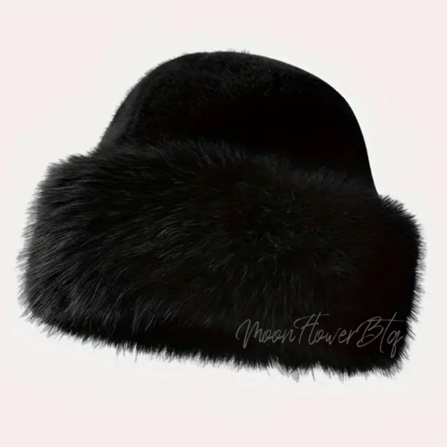 Black Faux Fur Winter Hat