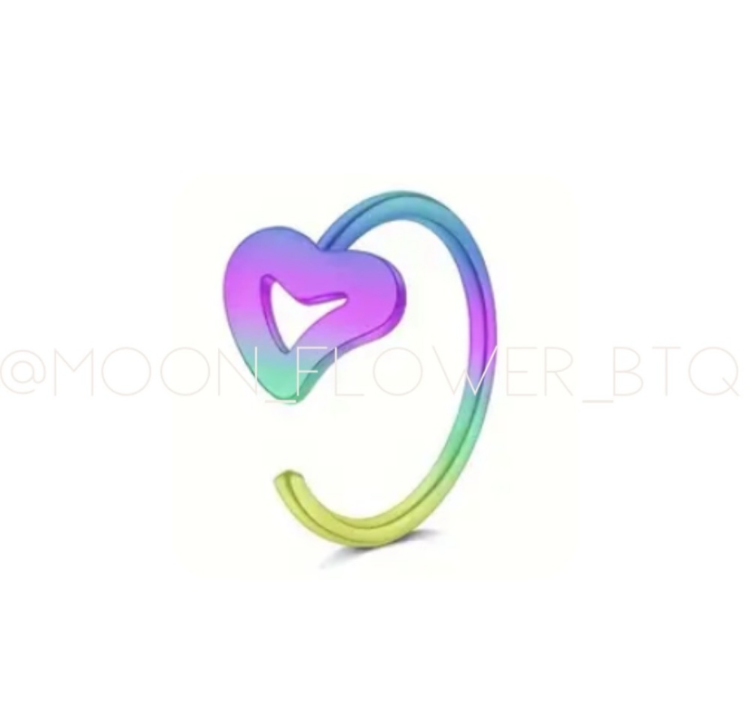 Tiny Rainbow Heart Cutout Hoop Nose Ring