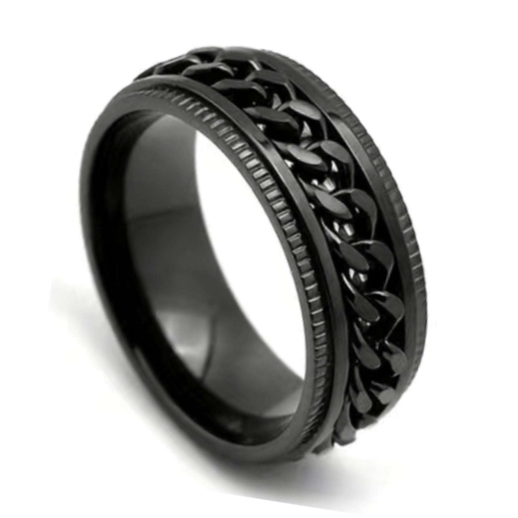 Black Chain Anxiety Fidget Spinner Ring