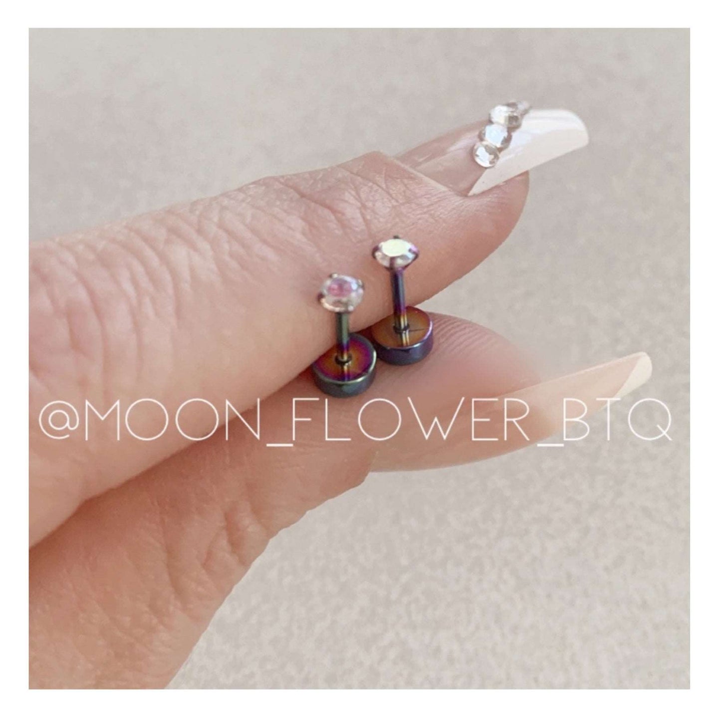 Tiny Rainbow CZ Flat Back Earrings