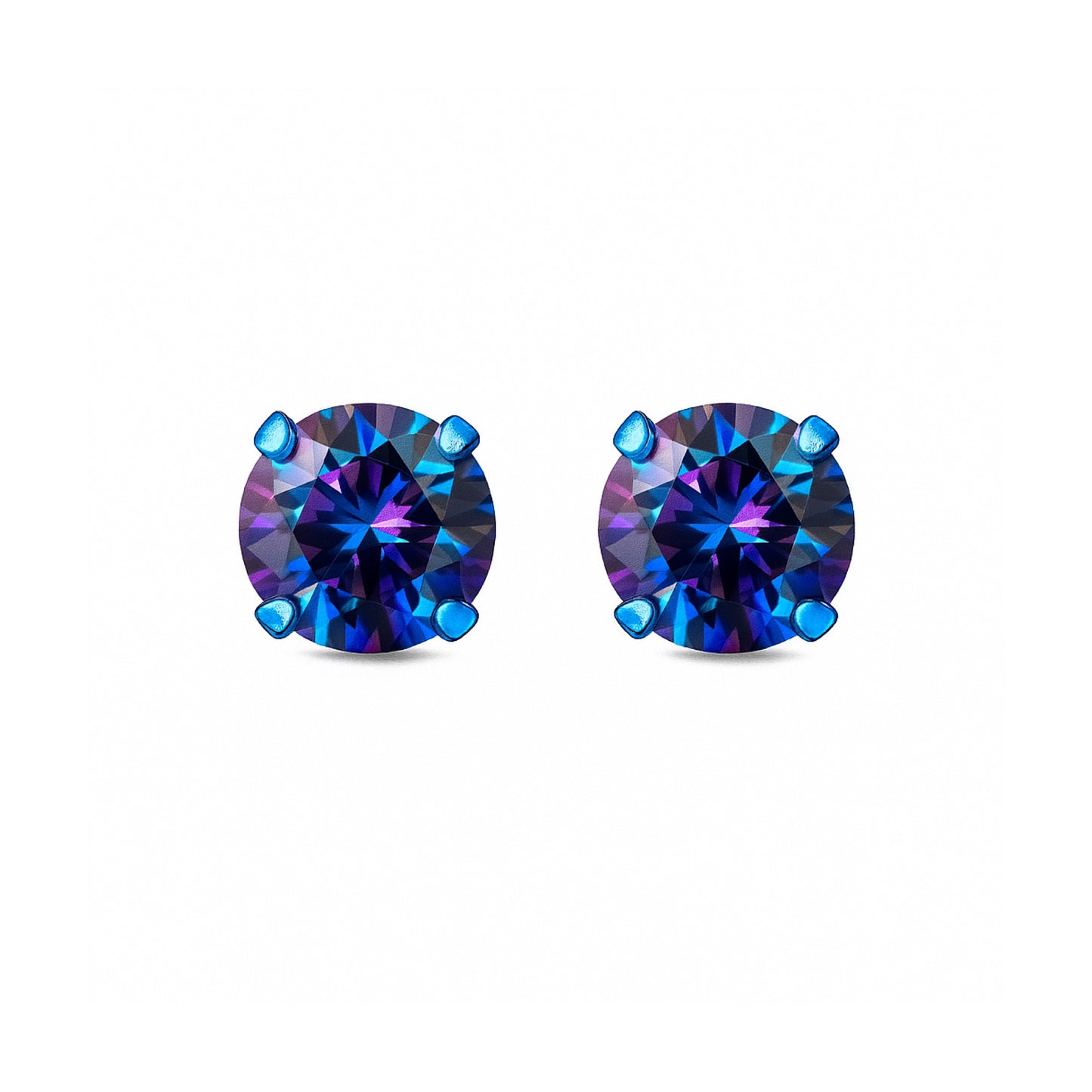 Blue Iridescent CZ Barbell Earrings – 20G 6mm