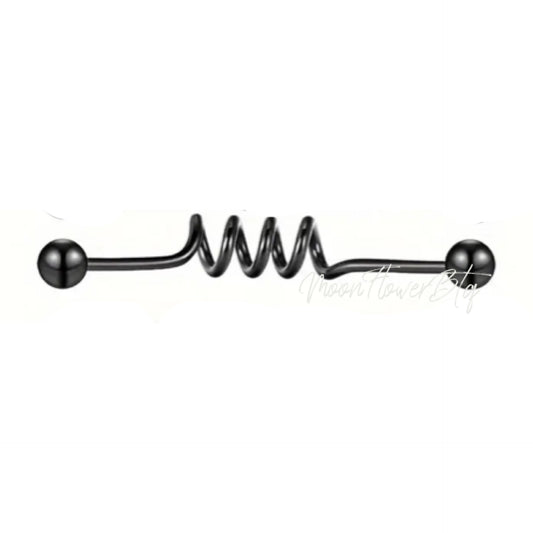 Black Spiral Industrial Barbell Earring