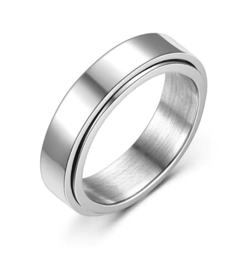 Stainless Steel Anxiety Fidget Spinner Ring 6mm