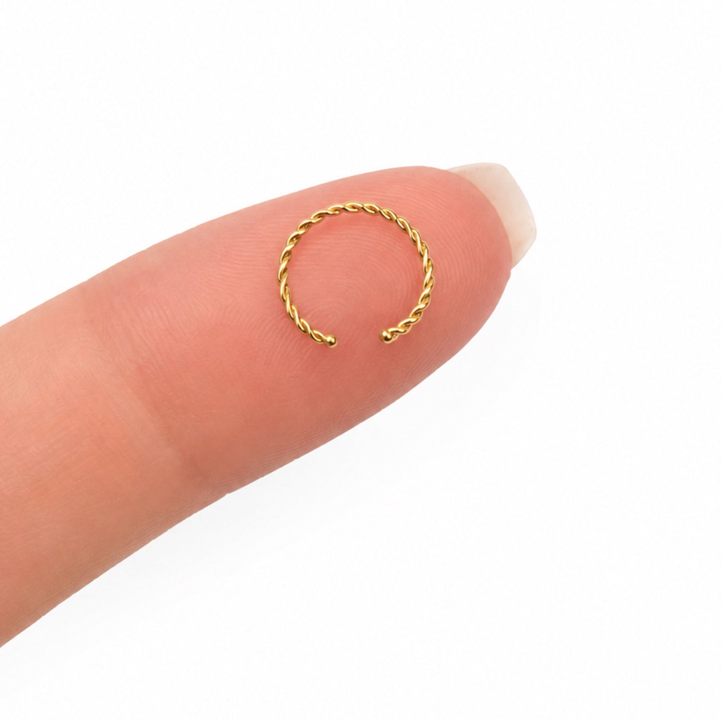 Gold Twisted Fixed Hoop Nose Ring