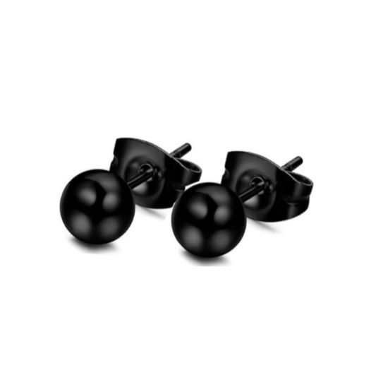 Black Ball Stud Earrings