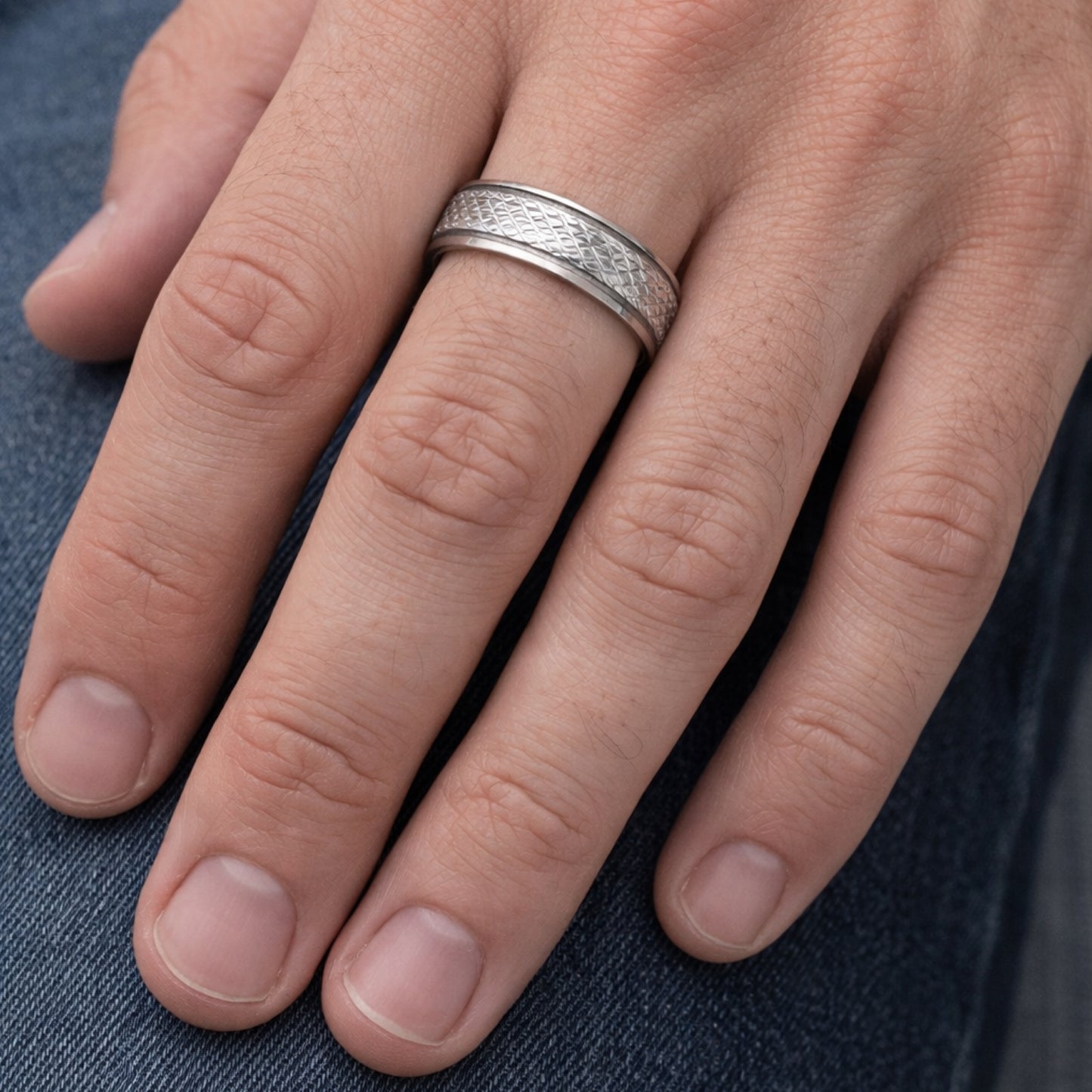 Stainless Steel Spinner Ring Diamond Cut Band
