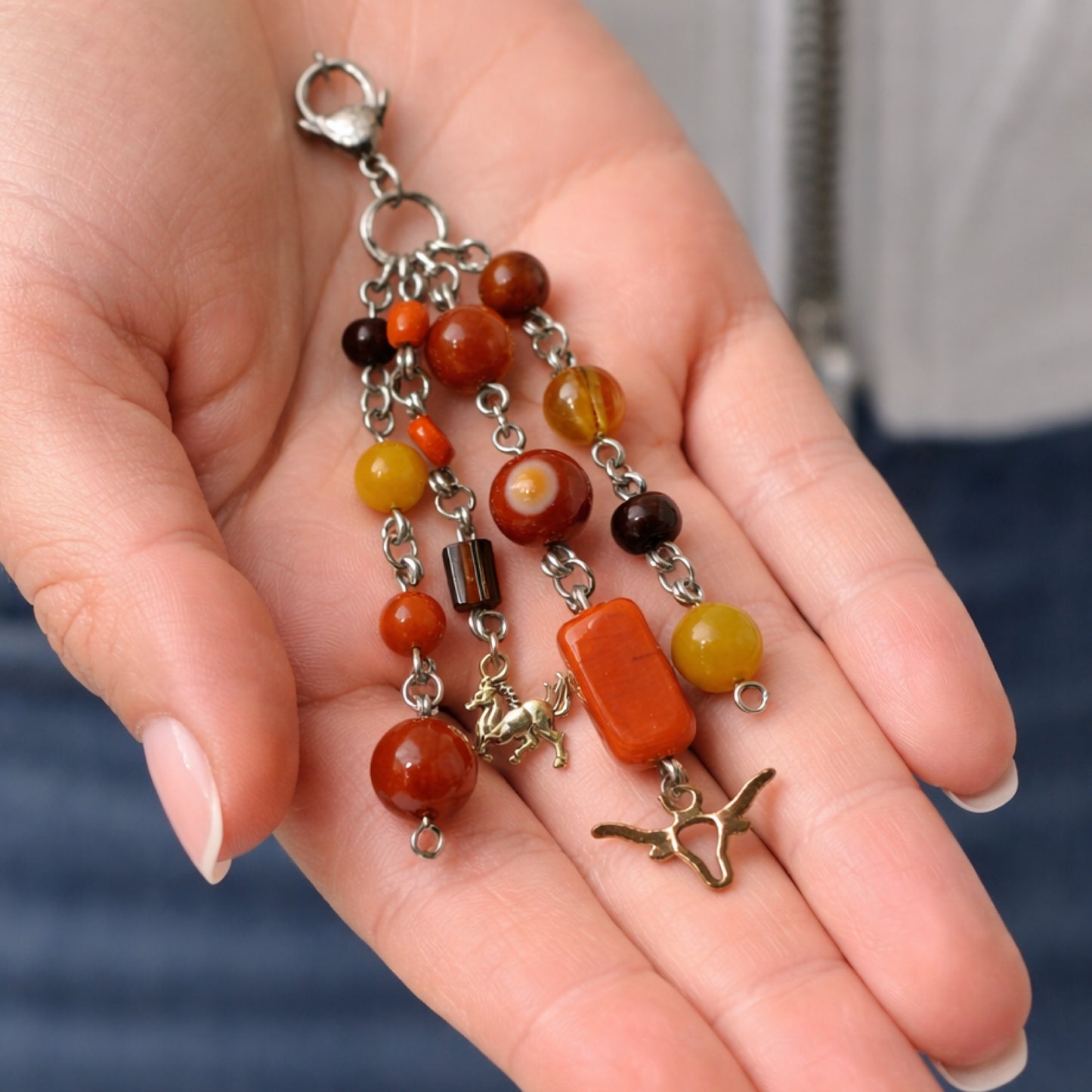 Western Cowgirl Beaded Charm - Keychain Bag Charm Zipper Pull