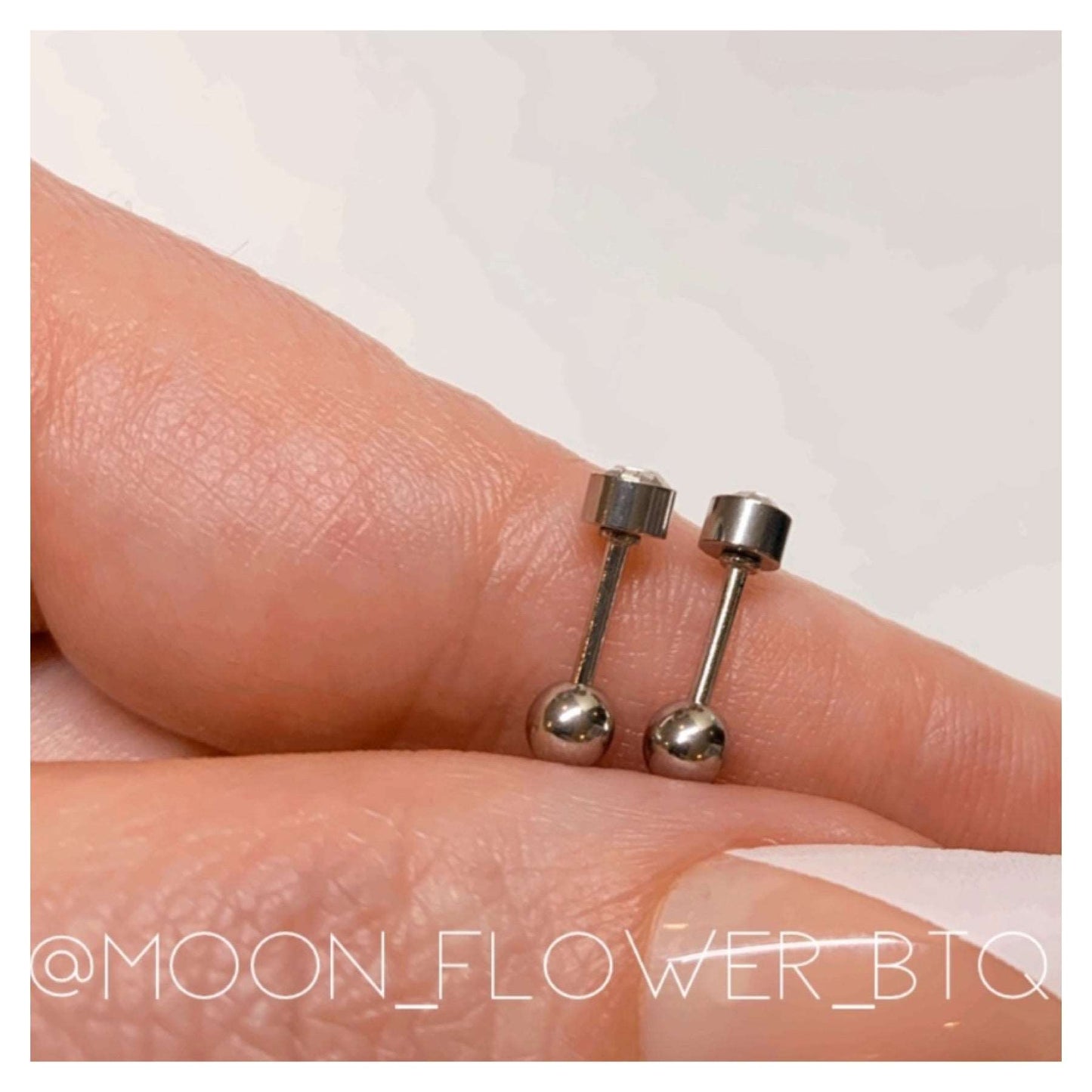 Silver CZ Barbell Earrings