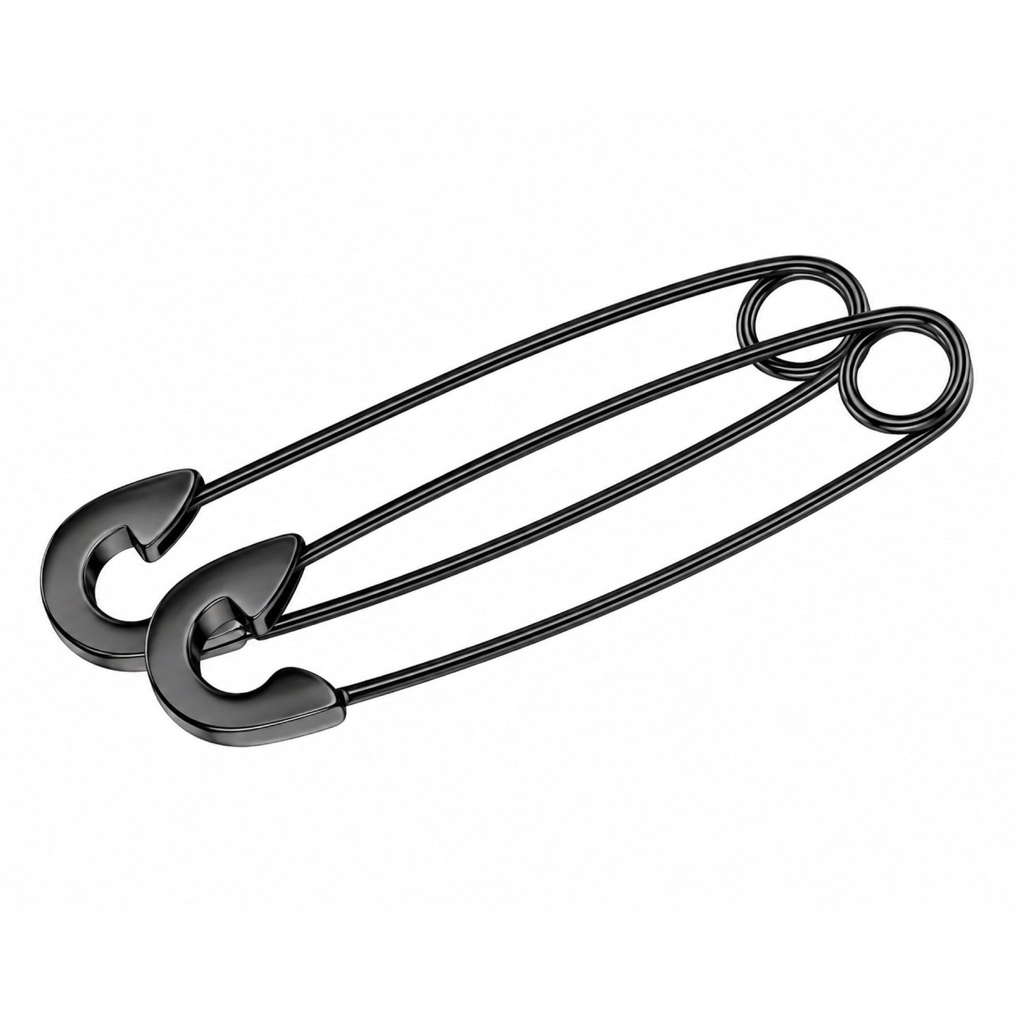 Black Safety Pin Minimalist Dangle Drop Earrings