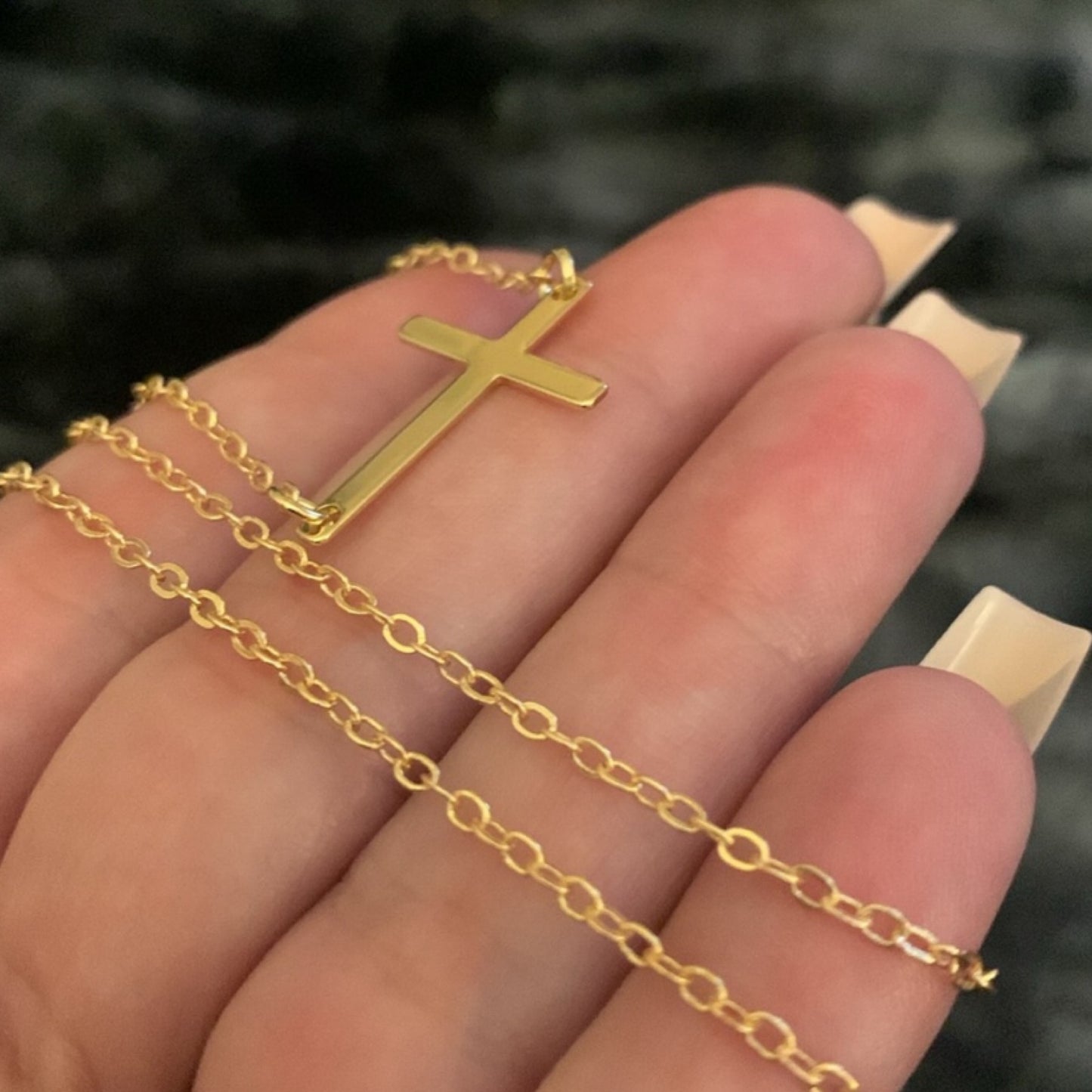 Simple Minimalist Gold Cross Necklace