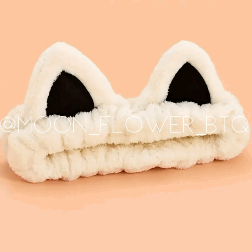 White Kitty Cat Plush Microfiber Facial Spa Headband