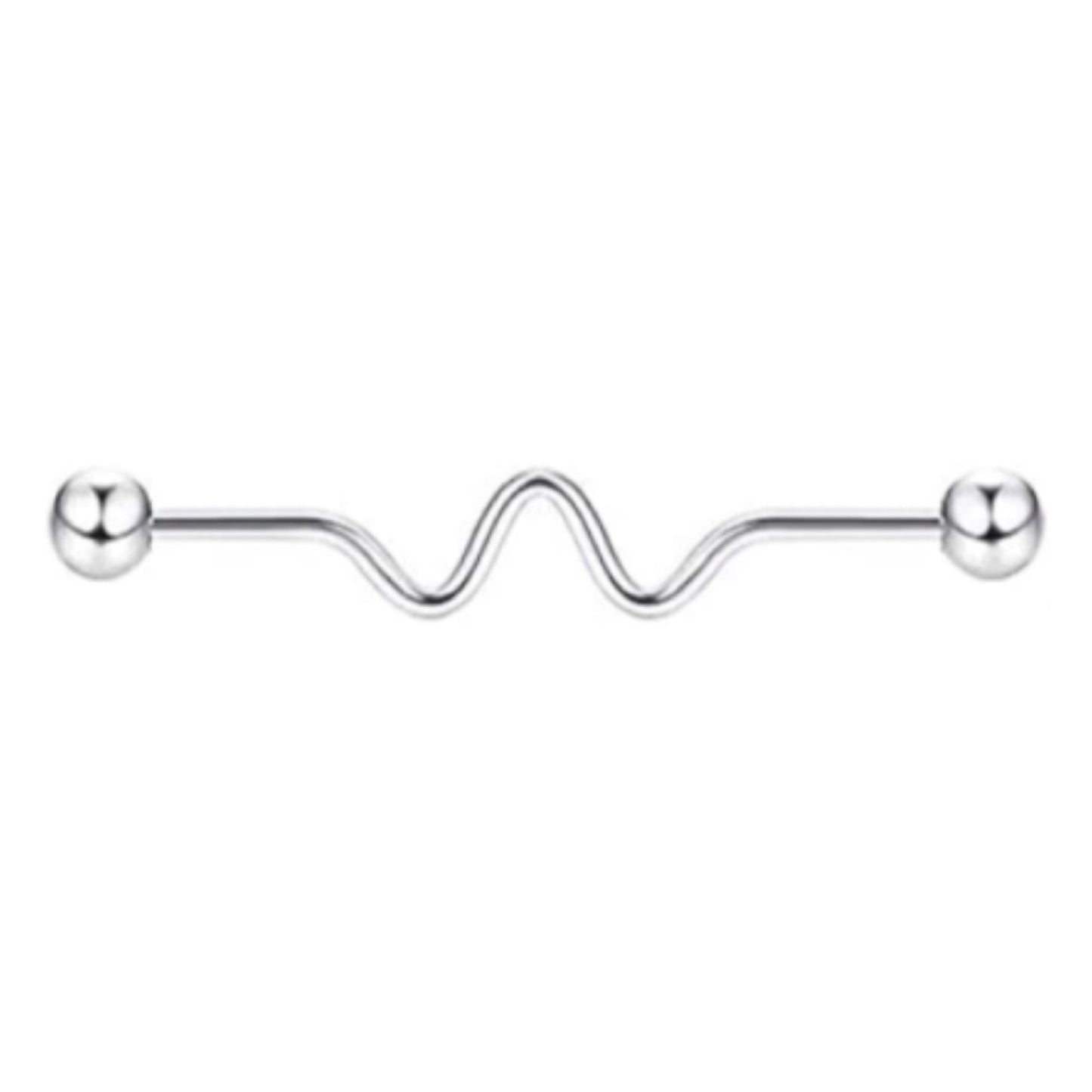 Silver Lifeline Wavy Barbell Earring