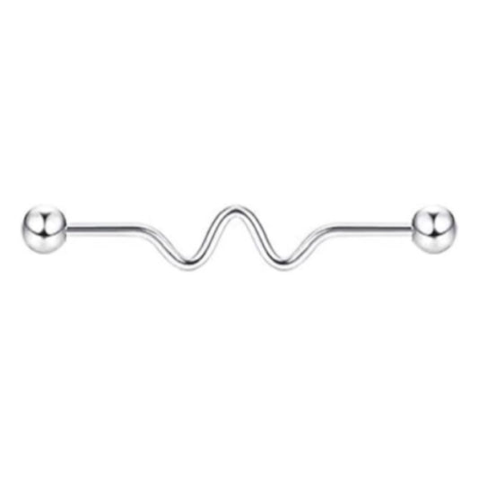 Silver Lifeline Wavy Barbell Earring