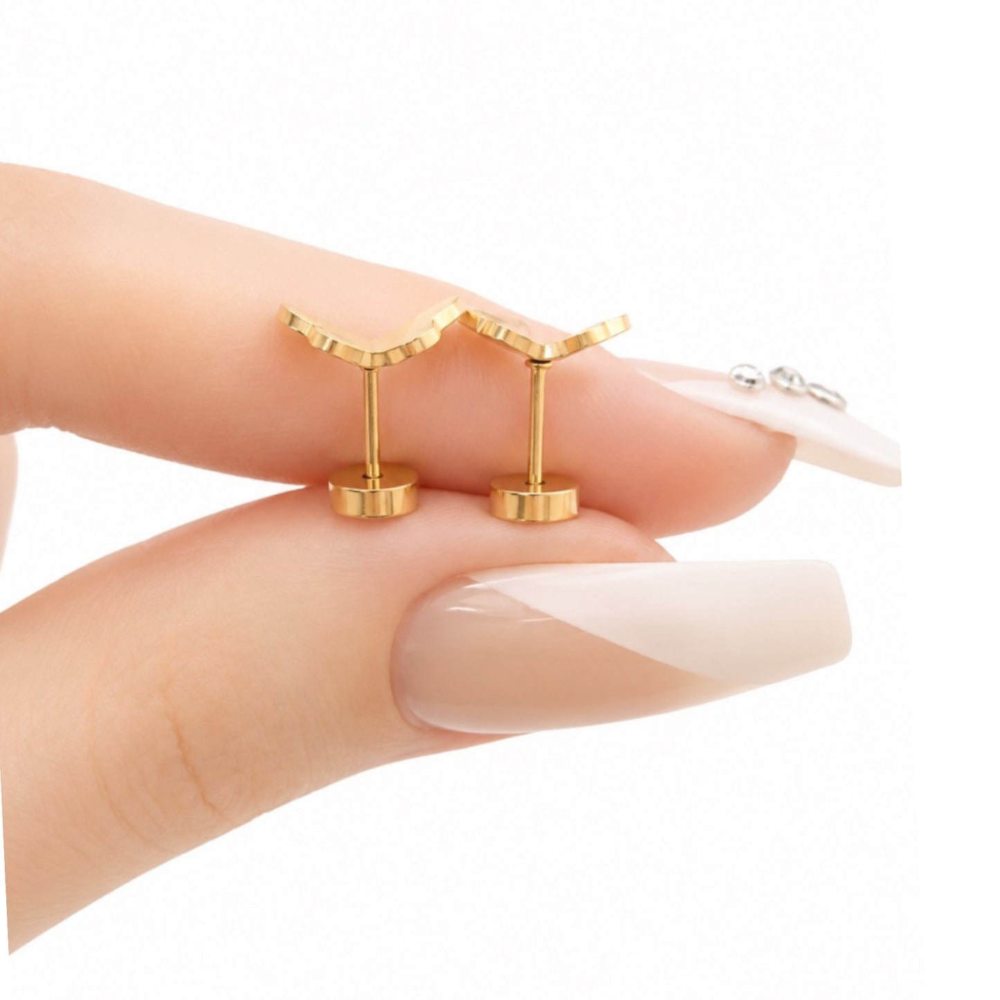 Gold Butterfly Flat Back Stud Earrings
