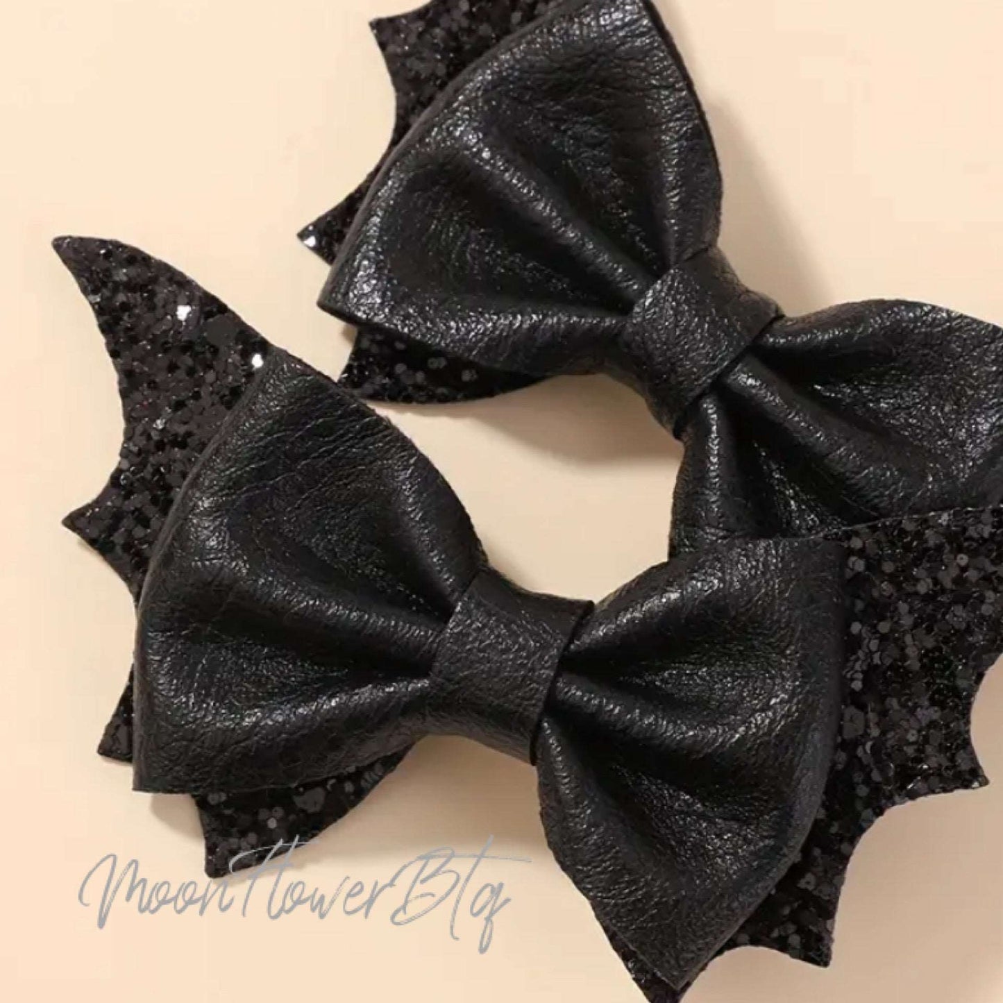 Gothic Punk Black Bat Bow Hair Clips - 2pcs