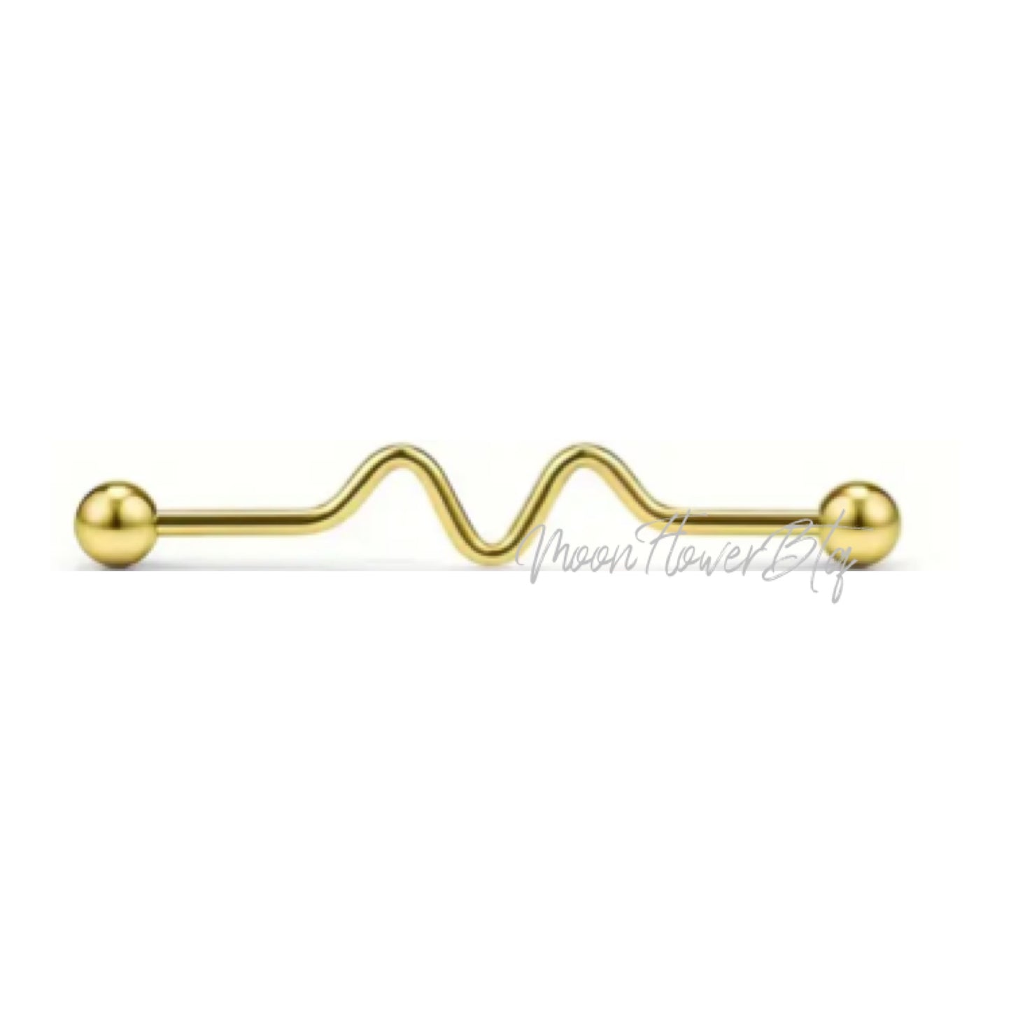 Gold Lifeline Wavy Barbell Earring