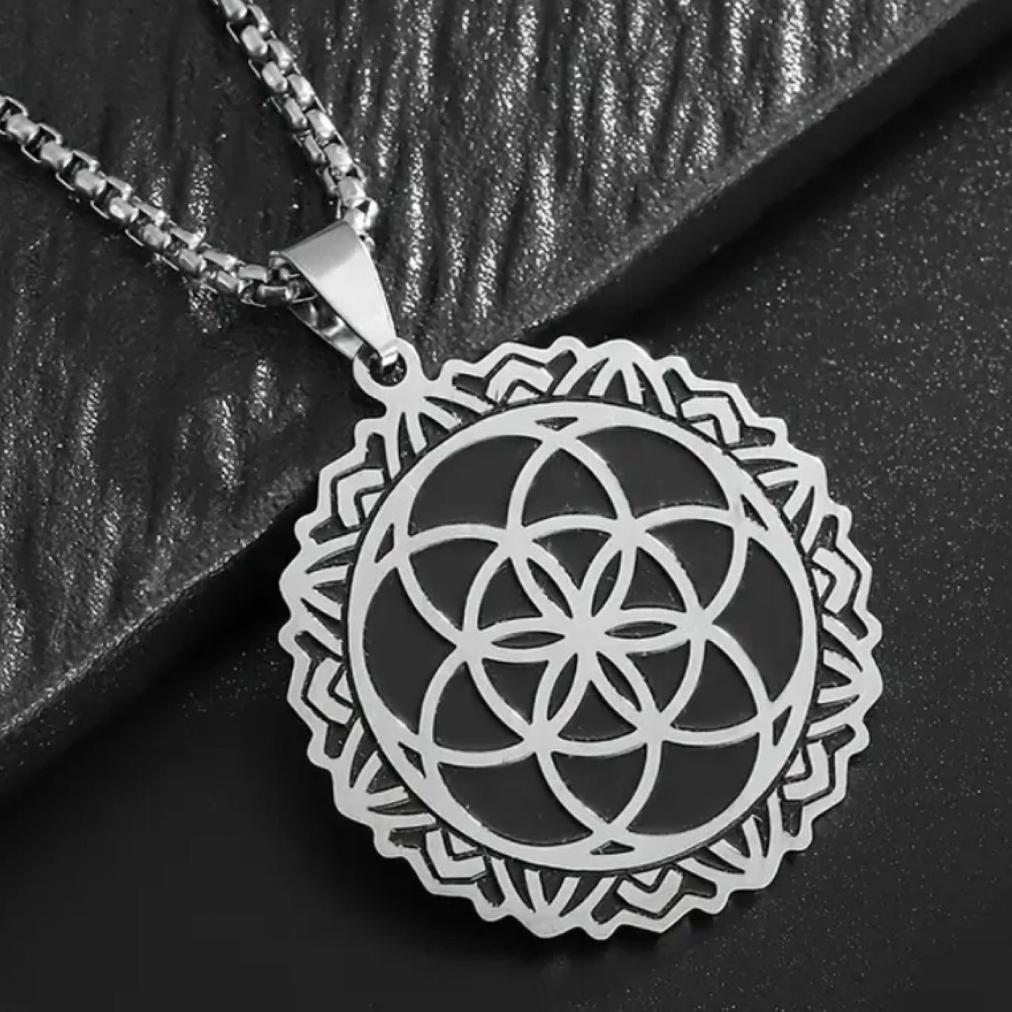 Silver Seed of Life Mandala Pendant Necklace