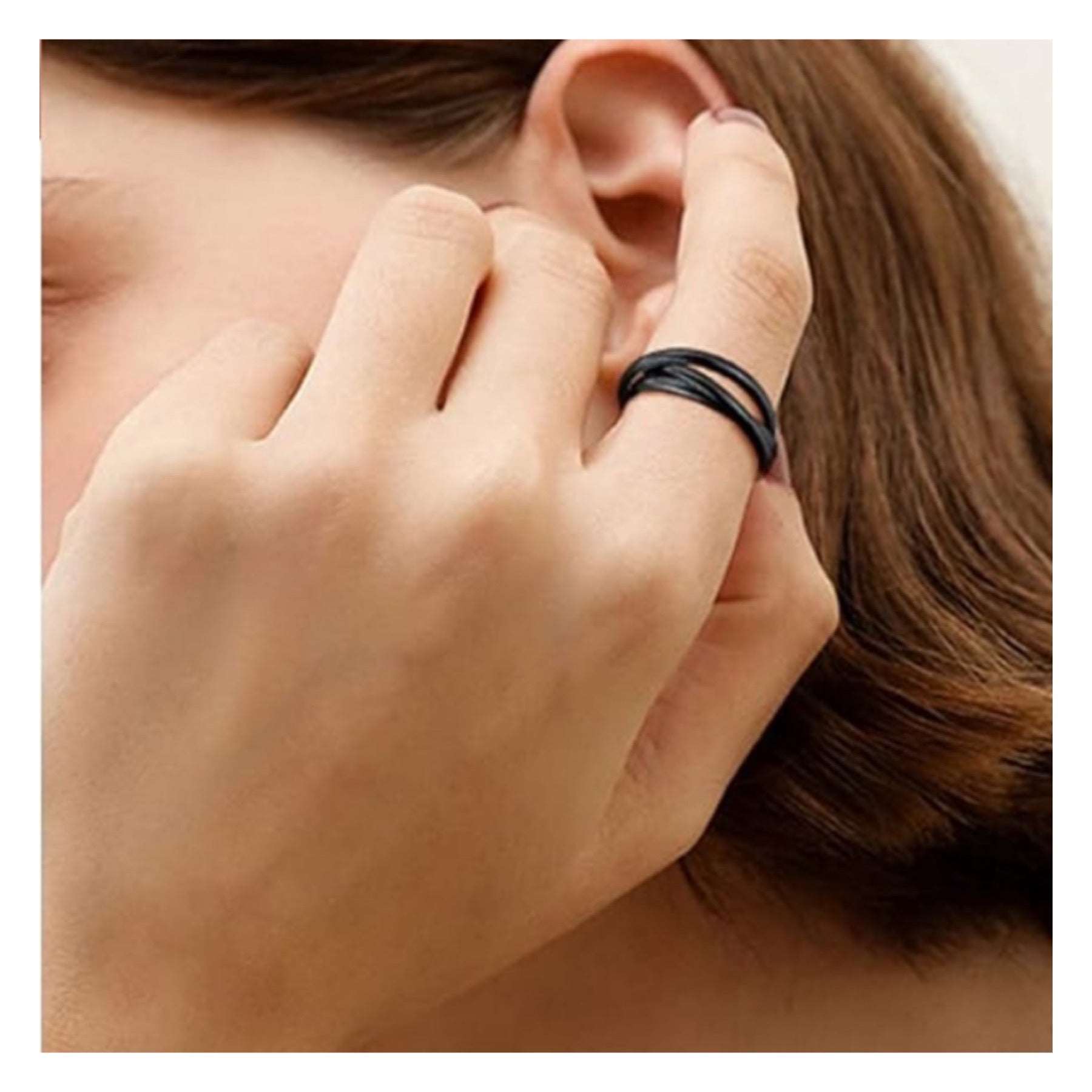 Black Triple Interconnected Stainless Steel Anxiety Fidget Ring