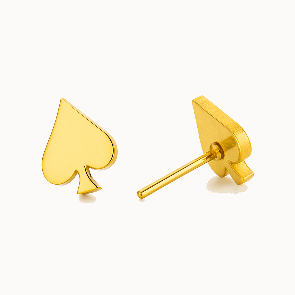 Gold Spade Stud Earrings – Minimalist 18k Gold Plated Stainless Steel