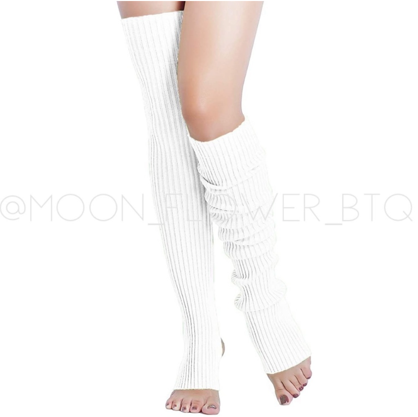 White Leg Warmers Toeless Yoga Dance Socks