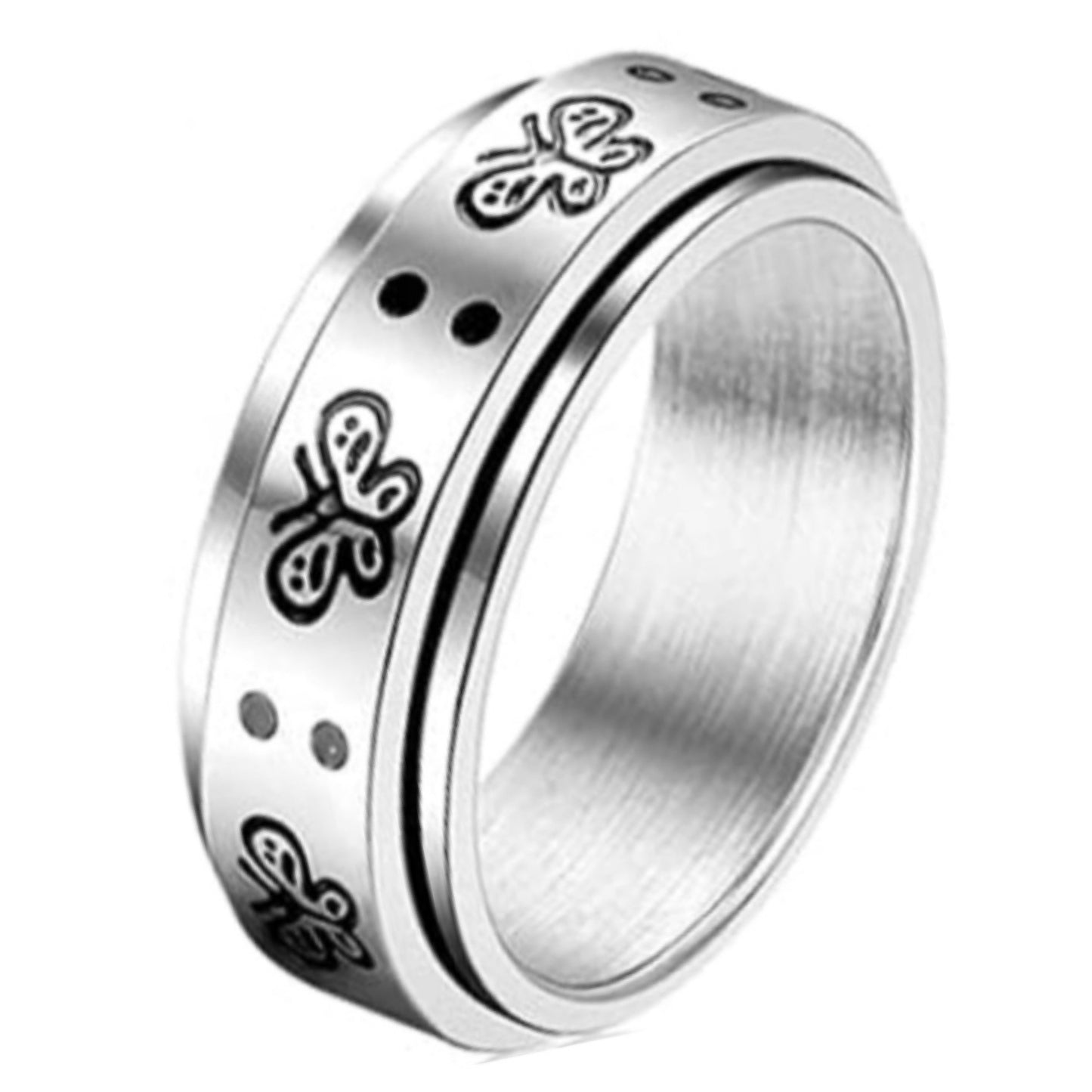 Butterfly Spinner Ring – Stainless Steel Rotating Fidget Band