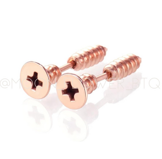 Rose Gold Screw Earrings